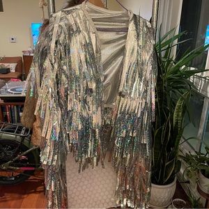 Bottle Blonde Studio thick silver metallic tinsel jacket